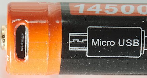 OrcaTorch Micro USB 14500 Rechargeable Battery - 750mAh