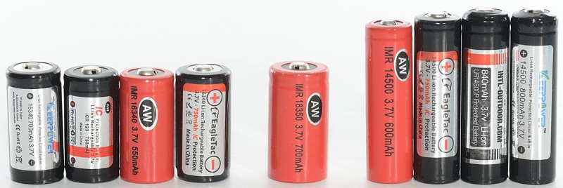 Li Ion Battery Size Chart