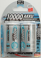 2er Pack ANSMANN NiMH Akku Mono D Typ 10000 min. 9300mAh HR20 5030642 