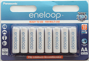 NEW Panasonic Eneloop 4th generation 8 Pack AA NiMH Pre-Charged  Rechargeable Batteries -FREE BATTERY HOLDER- Rechargeable 2100 times  replaces eneloop