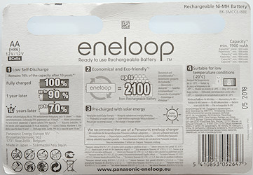 16 Panasonic Eneloop AA BK-3MCCE/8BE min 1900 mAH Rechargeable Batteries