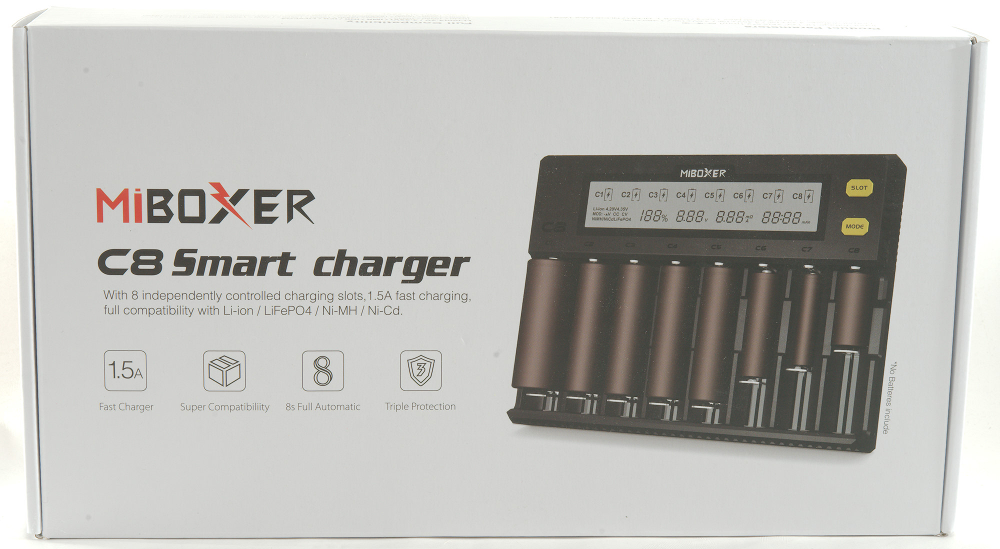 Miboxer C8 8 Slots Rapid Smart AA AAA 18650 Battery Charger Current Optional 