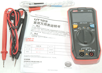 UNI-T UT123 Mini Digital Multimeter;AC DC Voltage meter;Resistance(Ohm)  Temperatue tester;NCV/Continuity Test/EBTN Color Screen