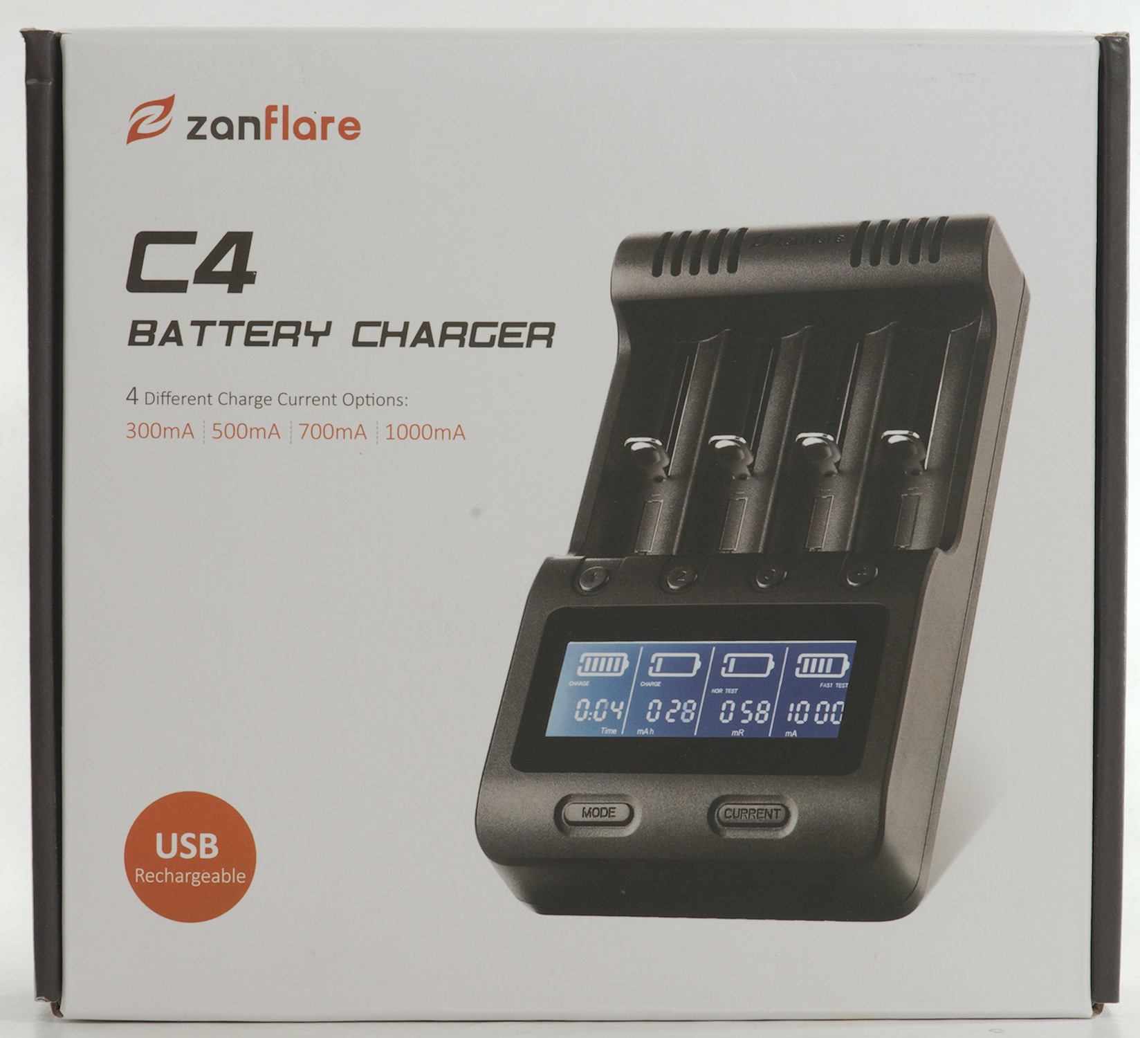 Zanflare C4 SmartLCD Display Speedy Universal Battery Charger with Car Adapter 